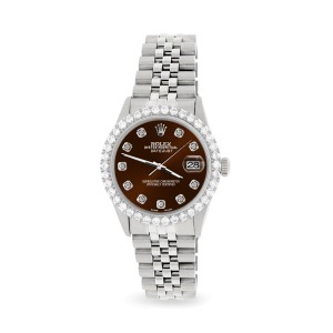 Rolex Datejust 36MM Steel Watch with 3.05Ct Diamond Bezel/Chocolate Diamond Dial