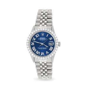 Rolex Datejust 36MM Steel Watch with 3.3CT Diamond Bezel/Cobalt Blue Diamond Roman Dial