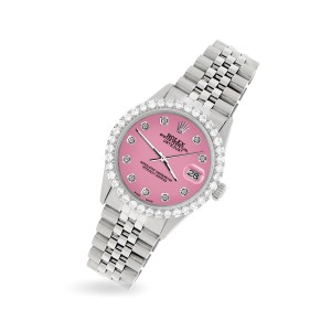 Rolex Datejust 36MM Steel Watch with 3.05Ct Diamond Bezel/Hot Pink Diamond Dial