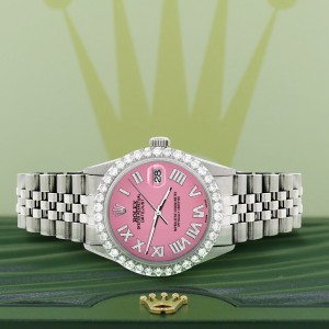 Rolex Datejust 36MM Steel Watch with 3.3CT Diamond Bezel/Hot Pink Diamond Roman Dial