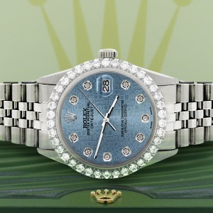 Rolex Datejust 36MM Steel Watch with 3.05Ct Diamond Bezel/Jubilee Blue Diamond Dial