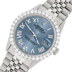 Rolex Datejust 36MM Steel Watch with 3.3CT Diamond Bezel/Ice Blue Jubilee Diamond Roman Dial