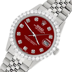 Rolex Datejust 36MM Steel Watch with 3.05Ct Diamond Bezel/Imperial Red Diamond Dial