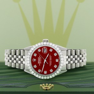 Rolex Datejust 36MM Steel Watch with 3.05Ct Diamond Bezel/Imperial Red Diamond Dial