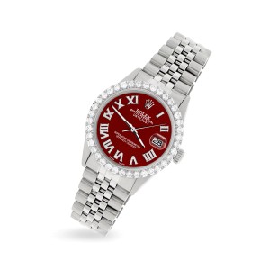Rolex Datejust 36MM Steel Watch with 3.3CT Diamond Bezel/Imperial Red Diamond Roman Dial