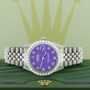 Rolex Datejust 36MM Steel Watch with 3.05Ct Diamond Bezel/Lavender Diamond Dial