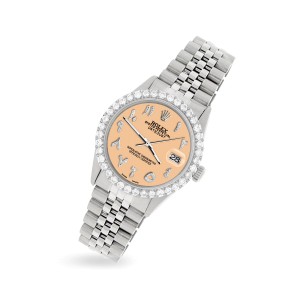 Rolex Datejust 36MM Steel Watch with 3.35CT Diamond Bezel/Mustard Diamond Arabic Dial