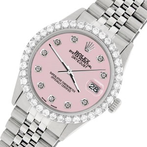 Rolex Datejust 36MM Steel Watch with 3.05Ct Diamond Bezel/Orchid Pink Diamond Dial