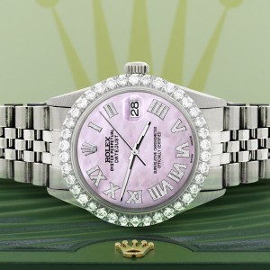Rolex Datejust 36MM Steel Watch with 3.3CT Diamond Bezel/Pink Pearl Diamond Roman Dial