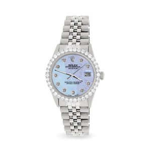 Rolex Datejust 36MM Steel Watch with 3.05Ct Diamond Bezel/Purple MOP Diamond Dial