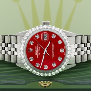 Rolex Datejust 36MM Steel Watch with 3.05Ct Diamond Bezel/Red MOP Diamond Dial