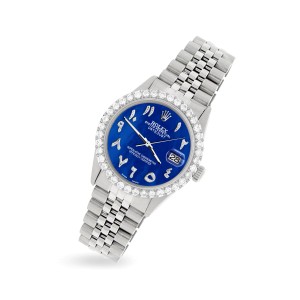 Rolex Datejust 36MM Steel Watch with 3.35CT Diamond Bezel/Royal Blue MOP Diamond Arabic Dial