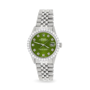 Rolex Datejust 36MM Steel Watch with 3.05Ct Diamond Bezel/Royal Green Diamond Dial