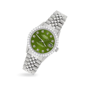 Rolex Datejust 36MM Steel Watch with 3.05Ct Diamond Bezel/Royal Green Diamond Dial