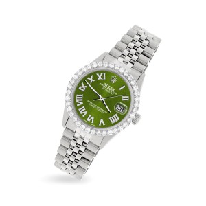 Rolex Datejust 36MM Steel Watch with 3.3CT Diamond Bezel/Royal Green Diamond Roman Dial