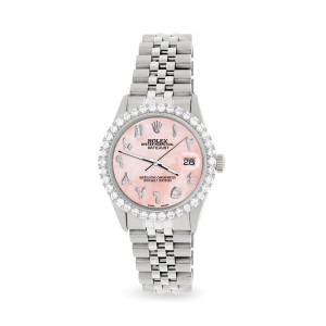 Rolex Datejust 36MM Steel Watch with 3.35CT Diamond Bezel/Royal Pink Diamond Arabic Dial