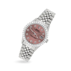 Rolex Datejust 36MM Steel Watch with 3.05Ct Diamond Bezel/Salmon Diamond Dial
