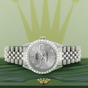 Rolex Datejust 36MM Steel Watch with 3.35CT Diamond Bezel/Silver Diamond Arabic Dial