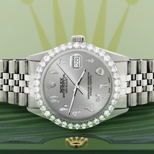 Rolex Datejust 36MM Steel Watch with 3.35CT Diamond Bezel/Silver Diamond Arabic Dial