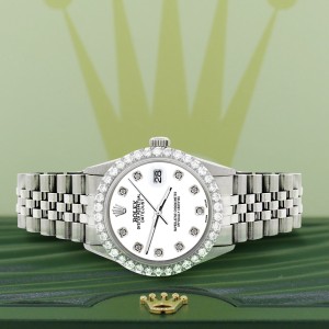 Rolex Datejust 36MM Steel Watch with 3.05Ct Diamond Bezel/White Pearl Diamond Dial