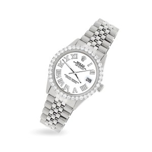 Rolex Datejust 36MM Steel Watch with 3.3CT Diamond Bezel/White Diamond Roman Dial