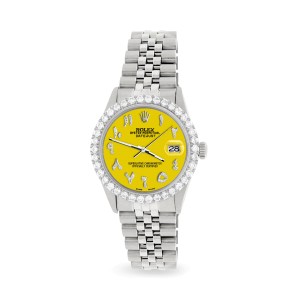 Rolex Datejust 36MM Steel Watch with 3.35CT Diamond Bezel/Yellow Diamond Arabic Dial