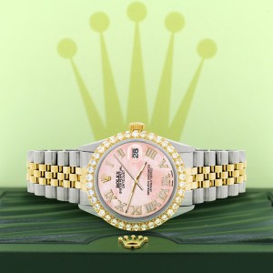 Rolex Datejust 36mm 2-Tone WATCH with 3.10ct Diamond Bezel/Royal Pink Diamond Roman Dial