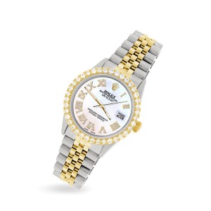 Rolex Datejust 36mm 2-Tone WATCH with 3.10ct Diamond Bezel/White Pearl Diamond Roman Dial