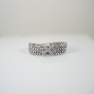 David Yurman Sterling Silver Chain Pave Diamond Bracelet