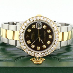 Rolex Datejust 31mm Yellow Gold/Steel Oyster Watch w/2.25Ct Diamond Bezel