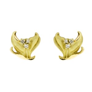 18k Yellow Citra Diamond Leaf Earrings