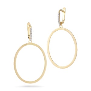 Yellow Gold Satin-finish Oval-shaped Earrings