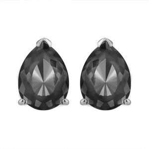 14K White Gold Luv Eclipse 2ct  Patented Cut Treated Black Diamond Earrings