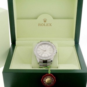 Rolex Datejust II 41MM Silver Stick Dial Automatic Stainless Steel Mens Oyster Watch with 4.20CT Diamond Bezel 116300