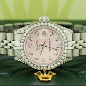 Rolex Datejust 26mm Steel Jubilee Diamond Watch w/Ice Pink Dial