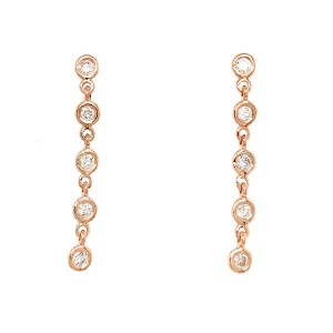 FAB DROPS 14k Pink Gold Round Diamond Drop Earrings