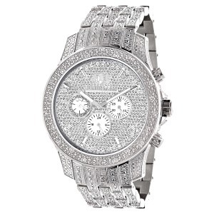 Luxurman Raptor 2106 Stainless-Steel Quartz 1.25ct Diamond Silver Dial Iced Out Mens Watch