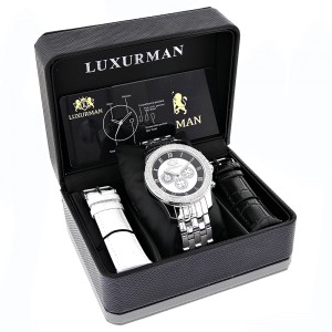 Luxurman Raptor 2117 Stainless-Steel Quartz 0.25ct Diamond White Dial Mens Watch