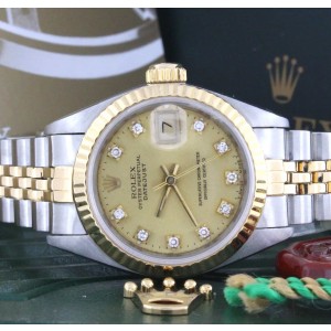 Rolex Datejust Original Champagne Diamond Dial 2-Tone 18K Yellow Gold/Steel 26MM Ladies Watch