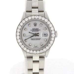 Rolex Datejust Ladies 26MM Mother of Pearl Diamond Dial & Bezel Automatic Stainless Steel Watch