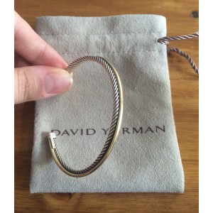 David Yurman Sterling Silver and 18K Yellow Gold Crossover Cuff Bracelet