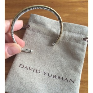 David Yurman Sterling Silver and 18K Yellow Gold Crossover Cuff Bracelet