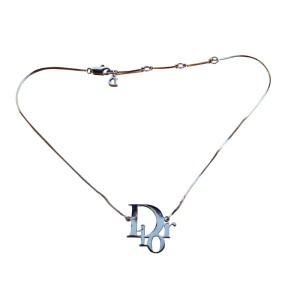 Shipping For: Christian Dior Silvertone "DIOR" Pendant Necklace