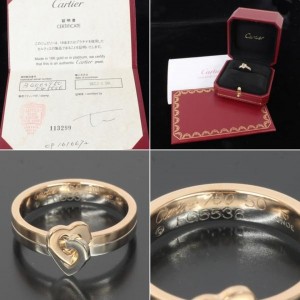 Cartier 18K White & Pink Gold Double Heart Ring