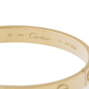 Cartier Love Bracelet Yellow Gold Old Screw size 16 with screwdriver and Papers