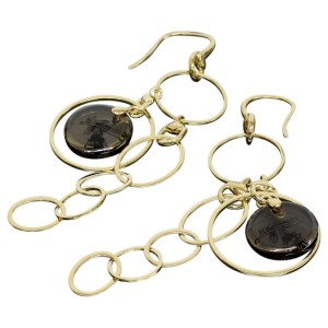 Gucci 18K Yellow Gold Circle Dangle Drop Chain Link Earrings