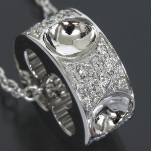 Louis Vuitton 18K White Gold Pave Diamond Empreinte Pendant Necklace