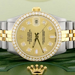 Rolex Datejust 2-Tone 18K Gold/SS Midsize 31mm Womens Watch with Champagne Diamond Dial & Bezel