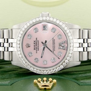 Rolex Datejust Midsize 31MM Automatic Stainless Steel Women's Watch w/Pink Dial & Diamond Bezel