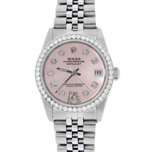 Rolex Datejust Midsize 31MM Automatic Stainless Steel Women's Watch w/Pink Dial & Diamond Bezel